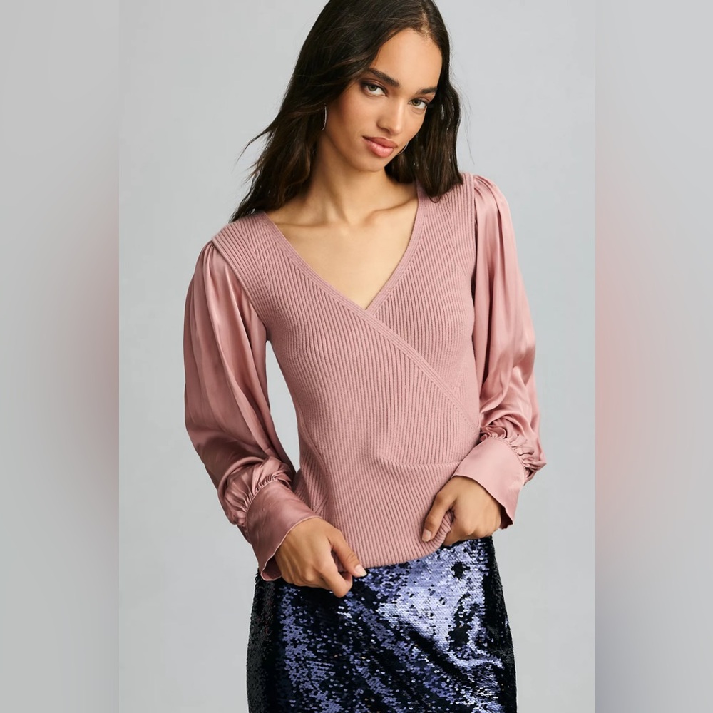 By Anthropologie Twofer Faux-Wrap Sweater